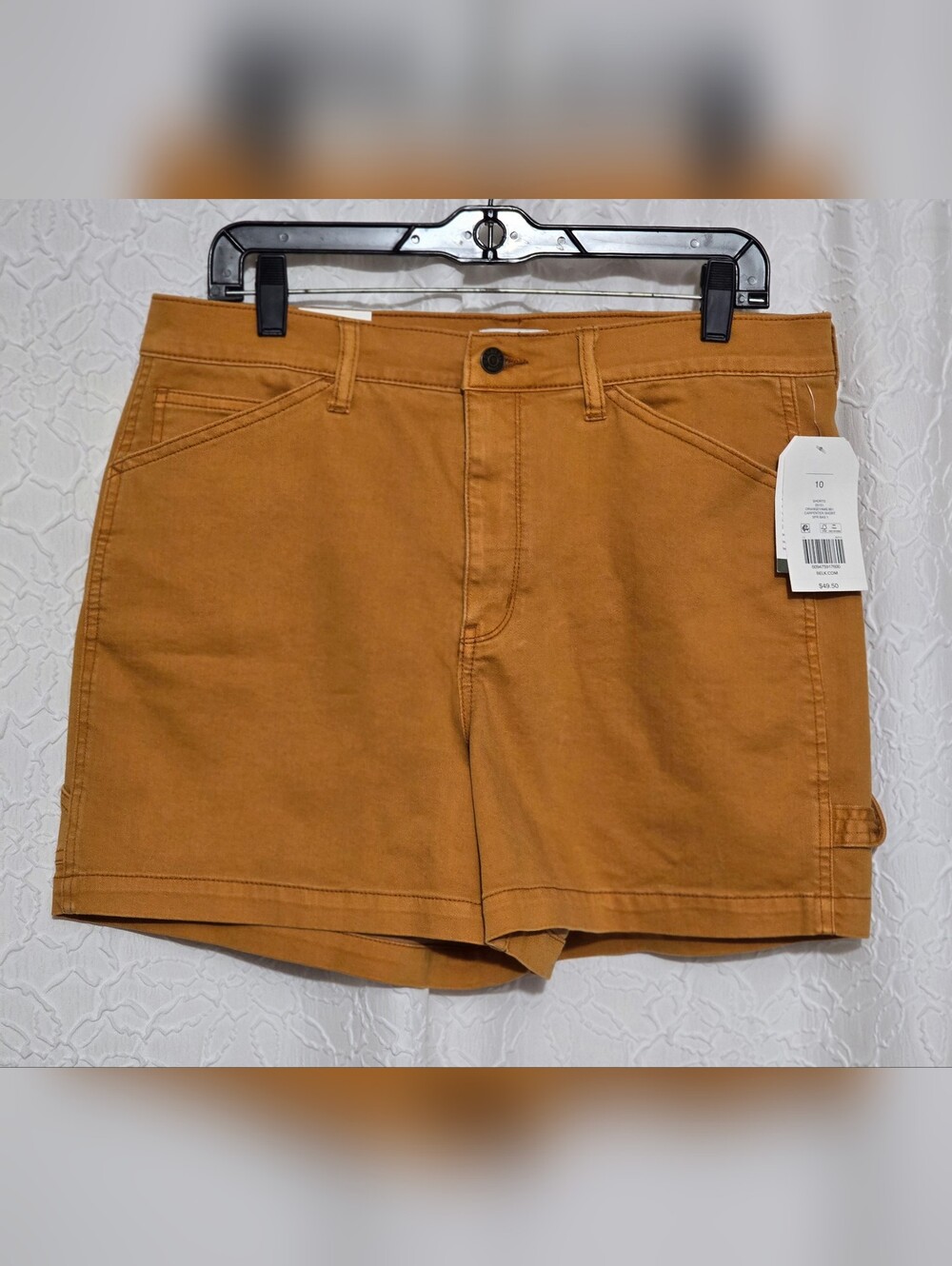 Wonderly High-Rise Orangey Yams 851 Denim Carpenter Shorts Women's Size 10 NWT
